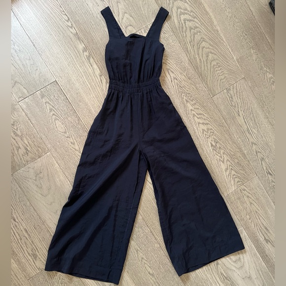 COS Navy Blue Gathered Open Back Jumpsuit - Picture 7 of 15